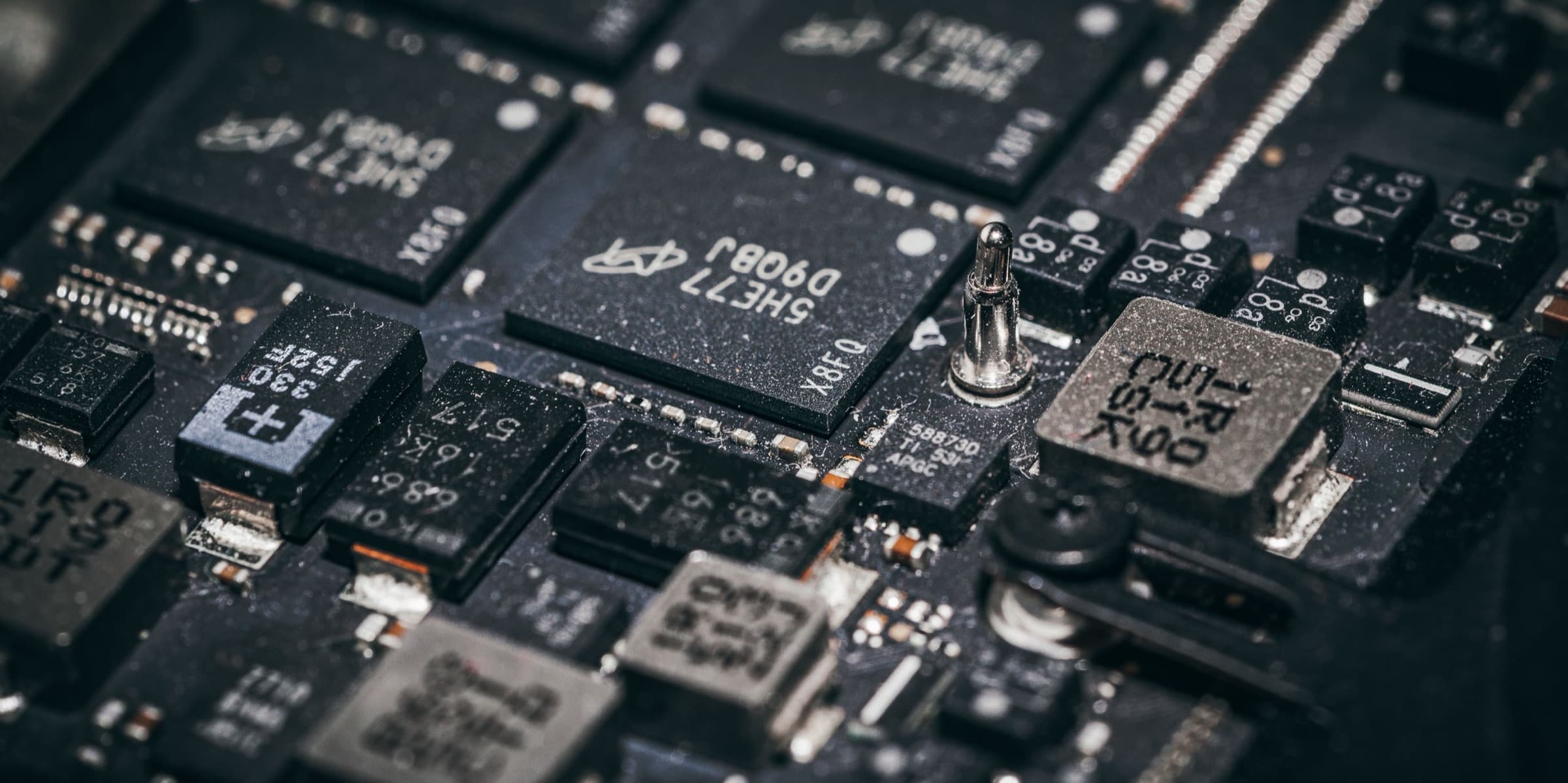 Microchips on a circuit board
